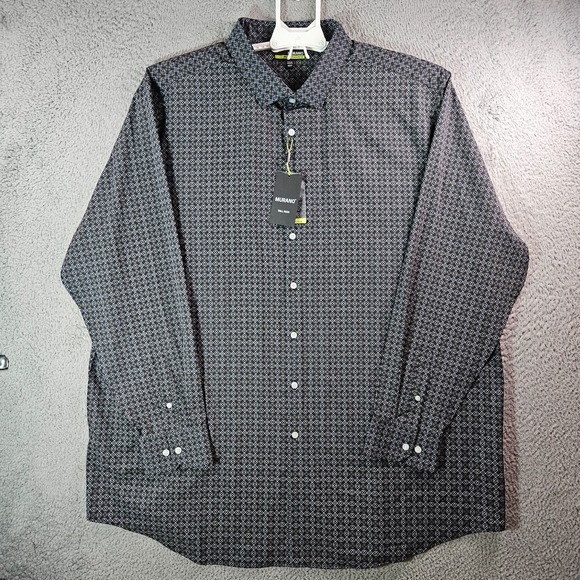 NEW Murano Performance Shirt Men 4XT Tall Stretch Geometric Gray Long Sleeve - Picture 1 of 10